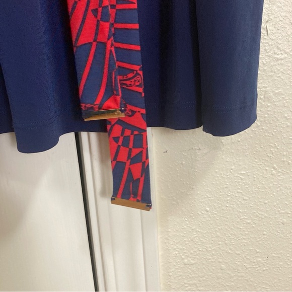 Sangria Womens Dress 3/4 Sleeve V Neck Knee Length Size 14 Red/Blue - Picture 13 of 16